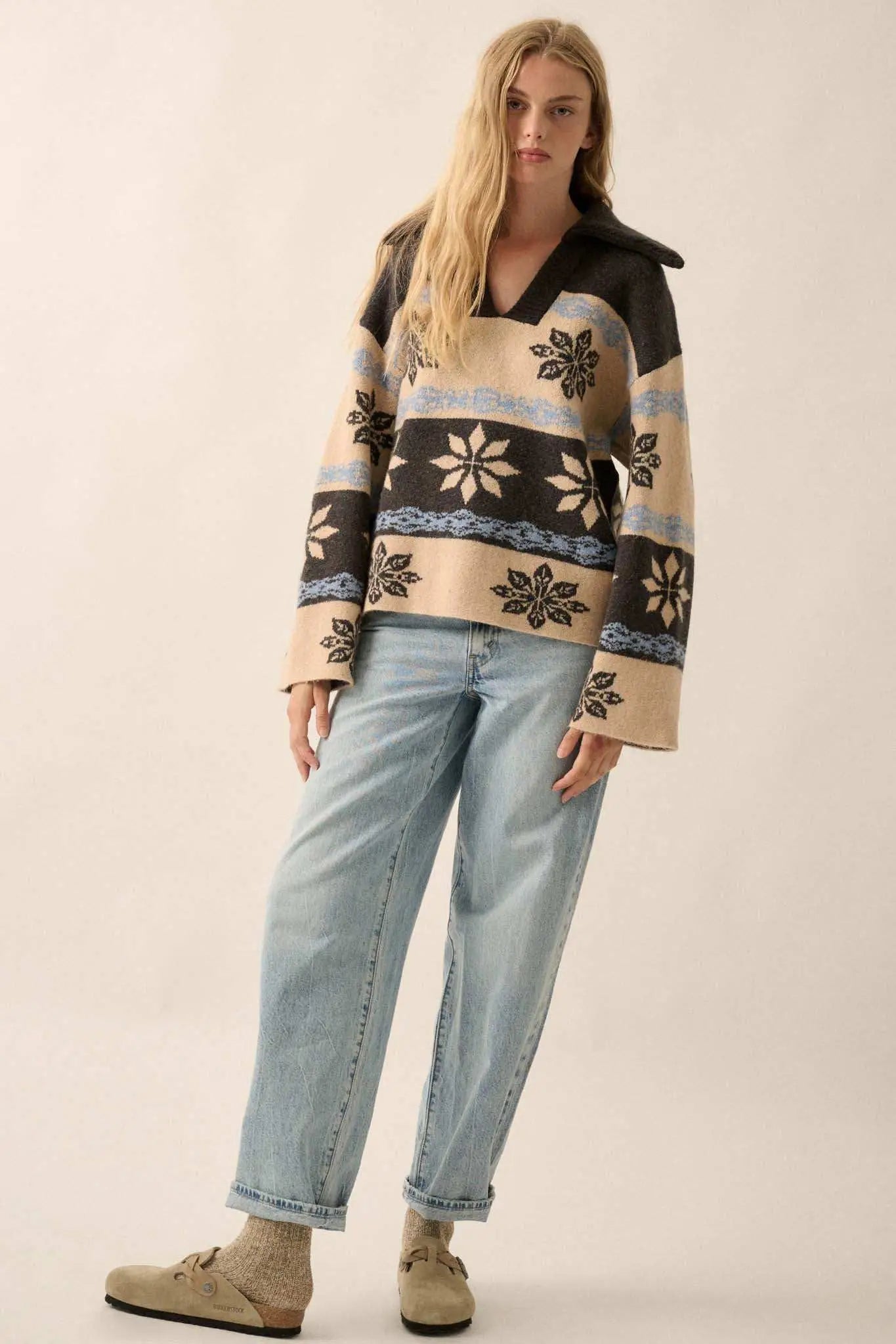 Aspen Slopes Collared Alpine-Knit Sweater