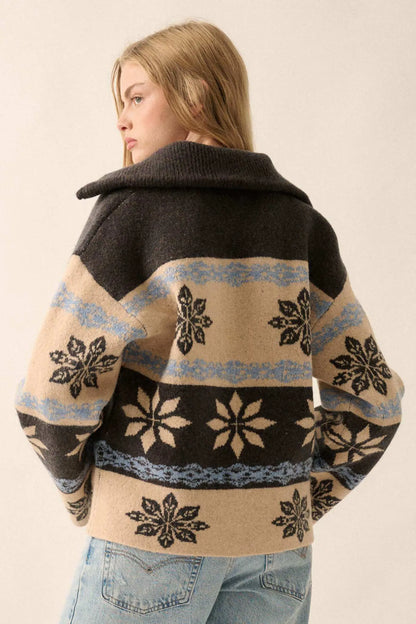 Aspen Slopes Collared Alpine-Knit Sweater