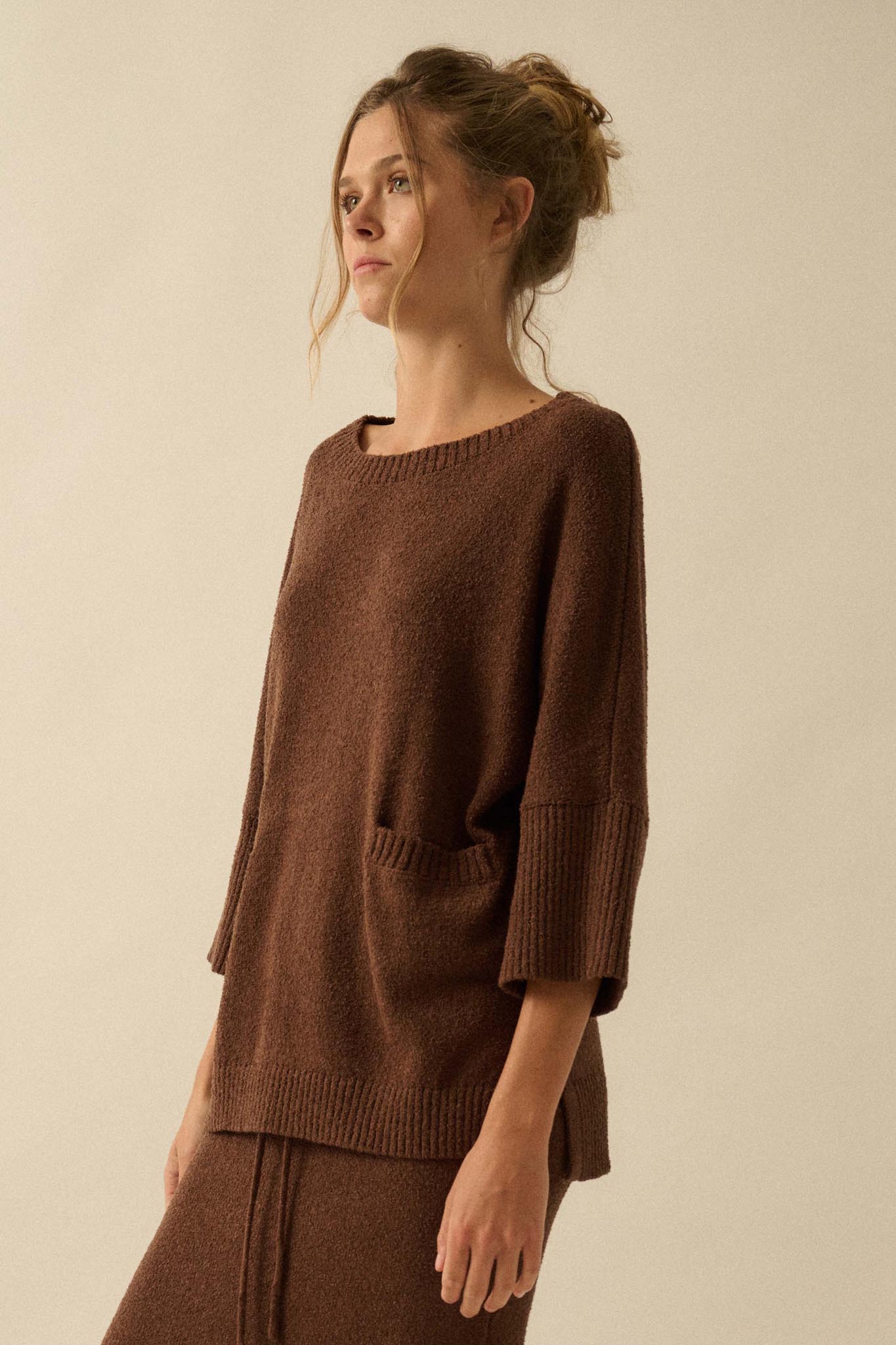Promise the Label Textured Knit Tunic Sweater