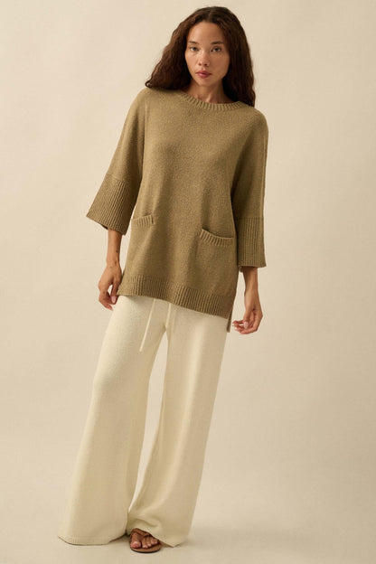 Promise the Label Textured Knit Tunic Sweater