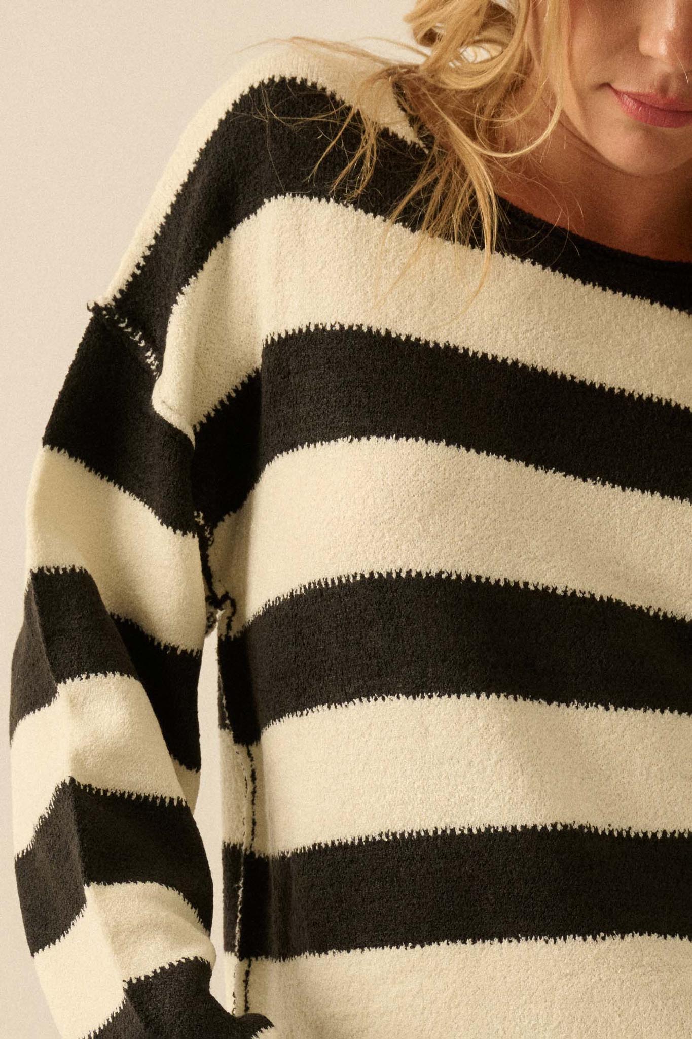 Promise the Label Striped Rolled-Edge Sweater