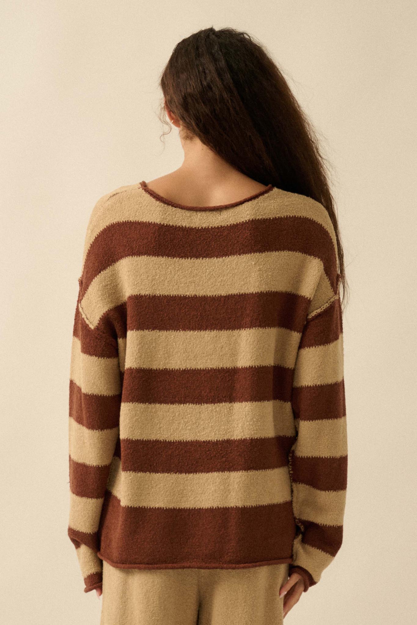 Promise the Label Striped Rolled-Edge Sweater