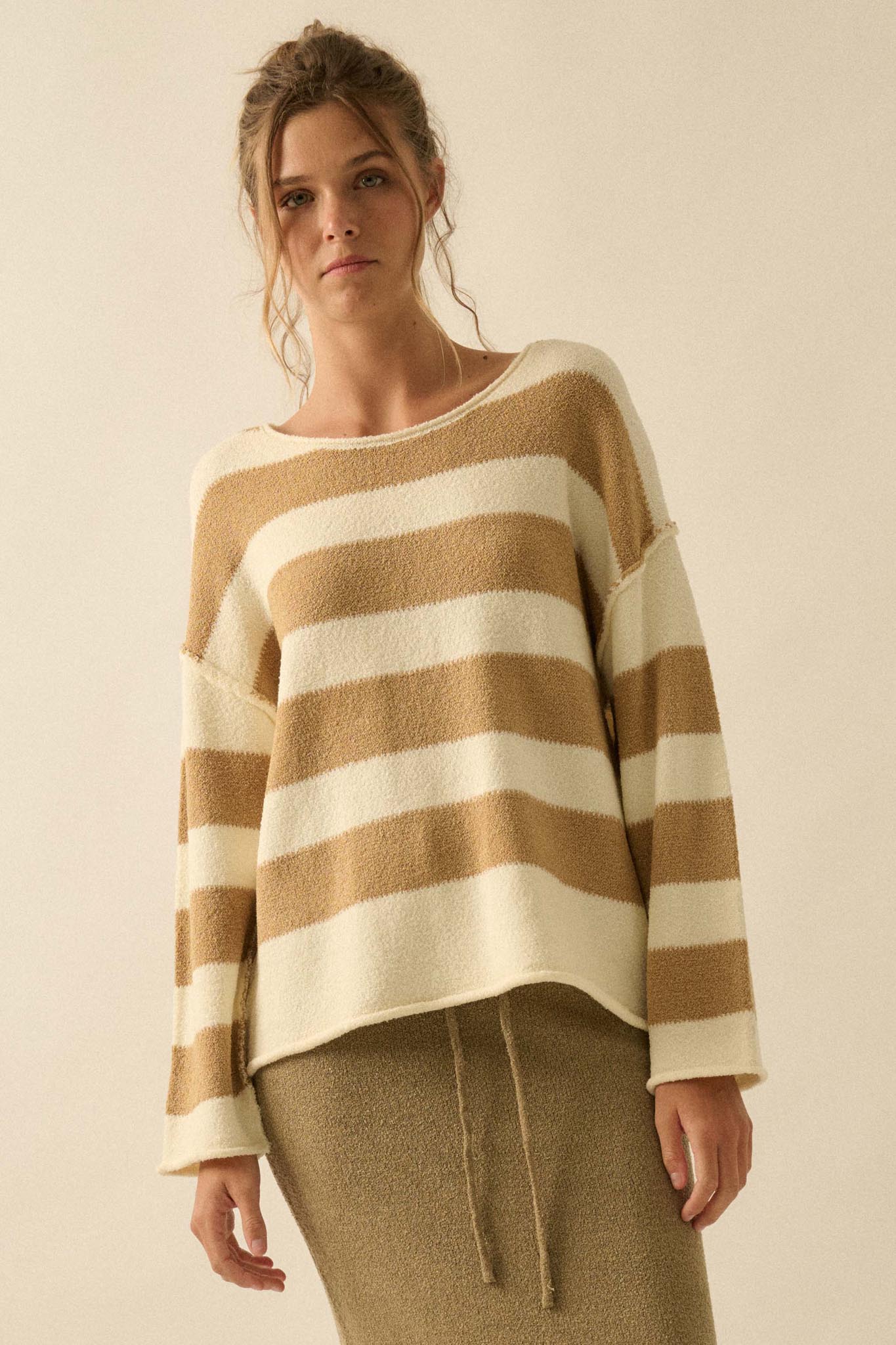 Promise the Label Striped Rolled-Edge Sweater