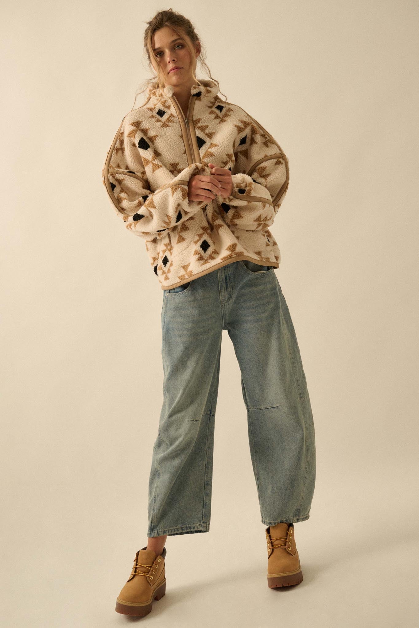 Sierra Sky Geo-Print Fleece Half-Zip Pullover