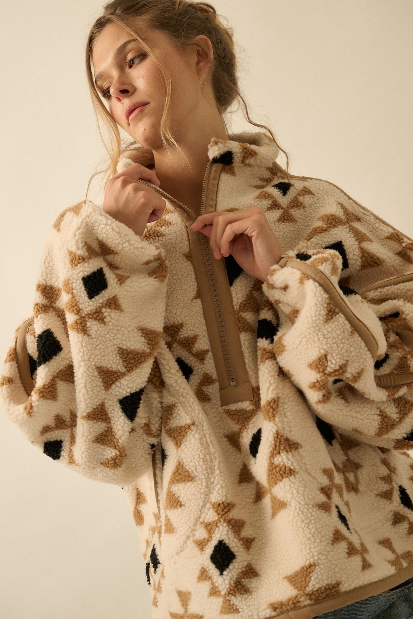 Sierra Sky Geo-Print Fleece Half-Zip Pullover