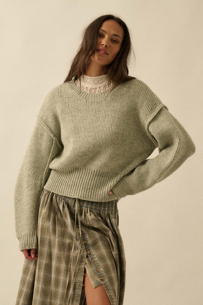 Good to Go Exposed-Seam Banded-Hem Sweater
