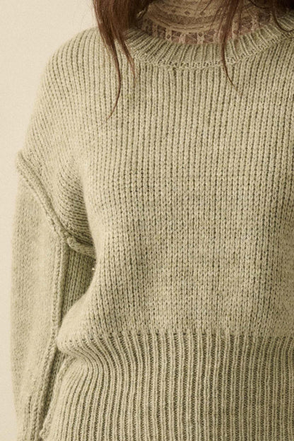 Good to Go Exposed-Seam Banded-Hem Sweater