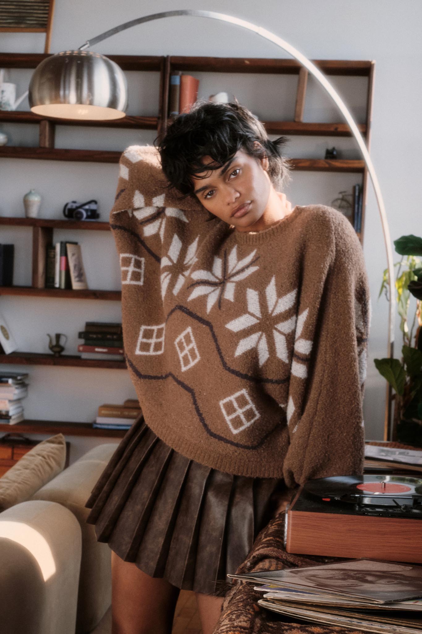 Northern Slopes Alpine-Knit Balloon Sleeve Sweater