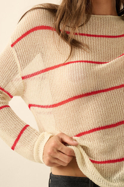 Sheer Me Out Striped Knit Loose-Fit Sweater