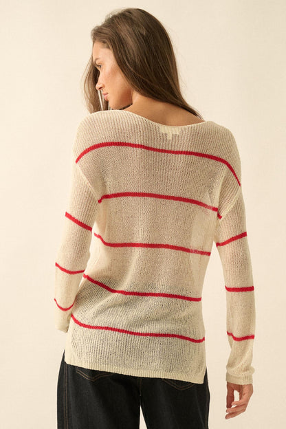 Sheer Me Out Striped Knit Loose-Fit Sweater