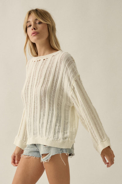 Find Your Way Oversize Ladder-Knit Sweater