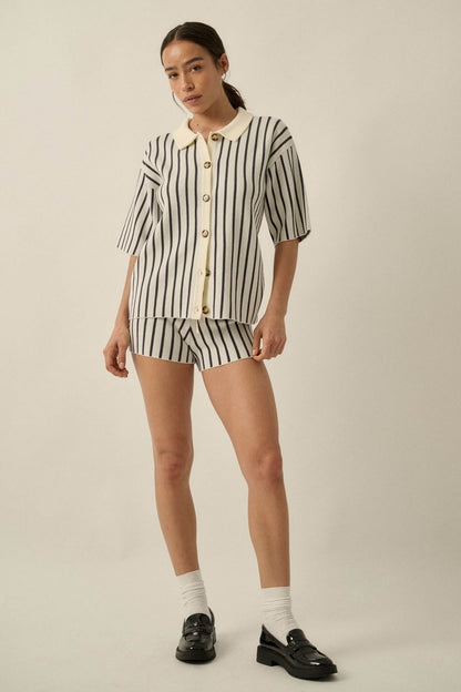 Cabana Club Striped Knit Button-Up Resort Shirt