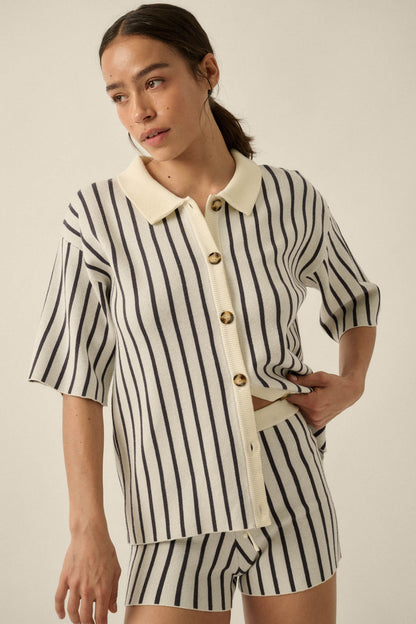 Cabana Club Striped Knit Button-Up Resort Shirt