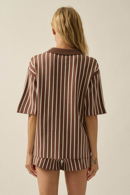 Cabana Club Striped Knit Button-Up Resort Shirt