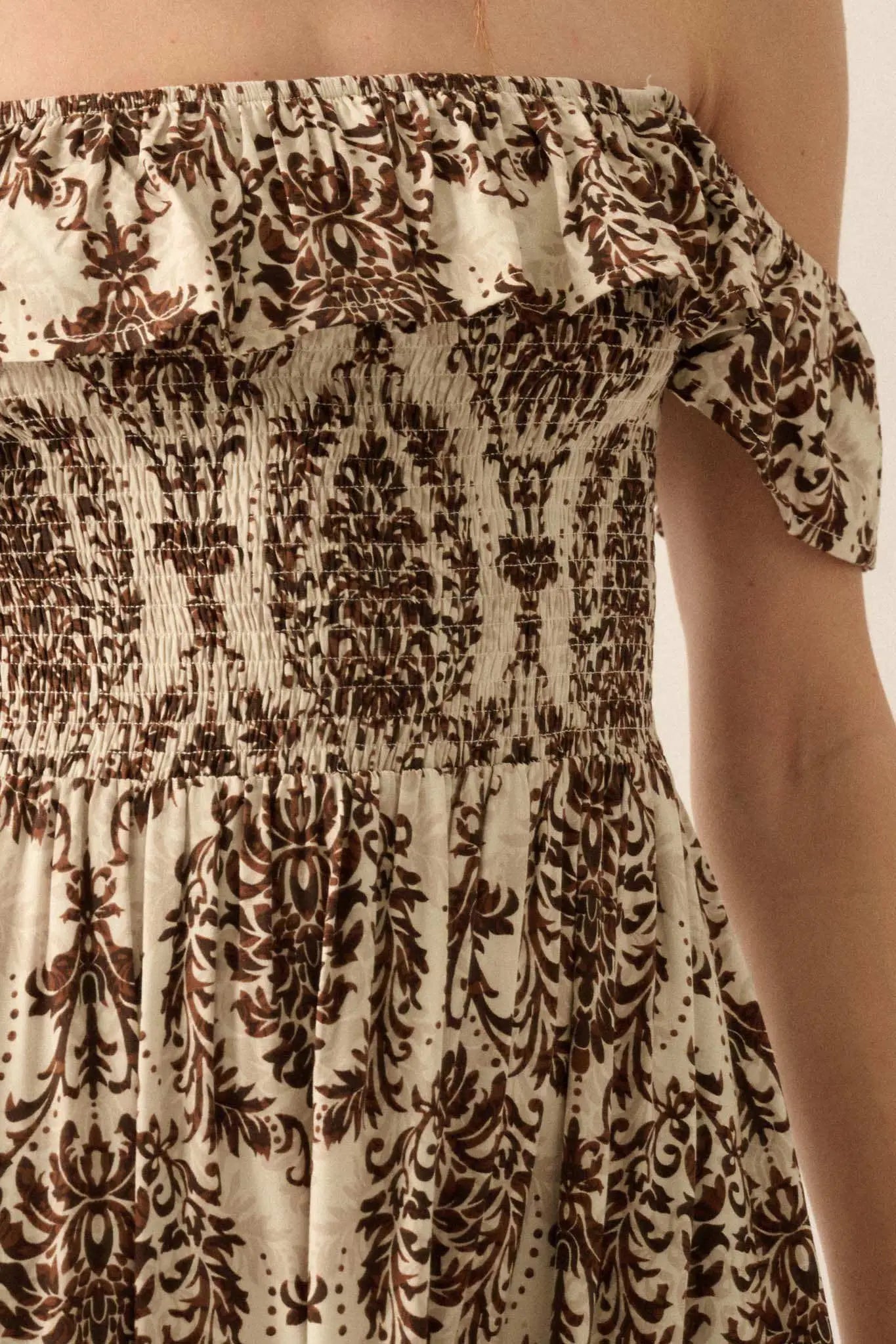 Opulent Beauty Ornate Floral-Print Maxi Dress