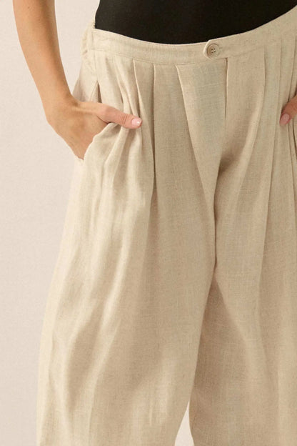 Miles Away Linen-Blend Pleated Wide-leg Pants
