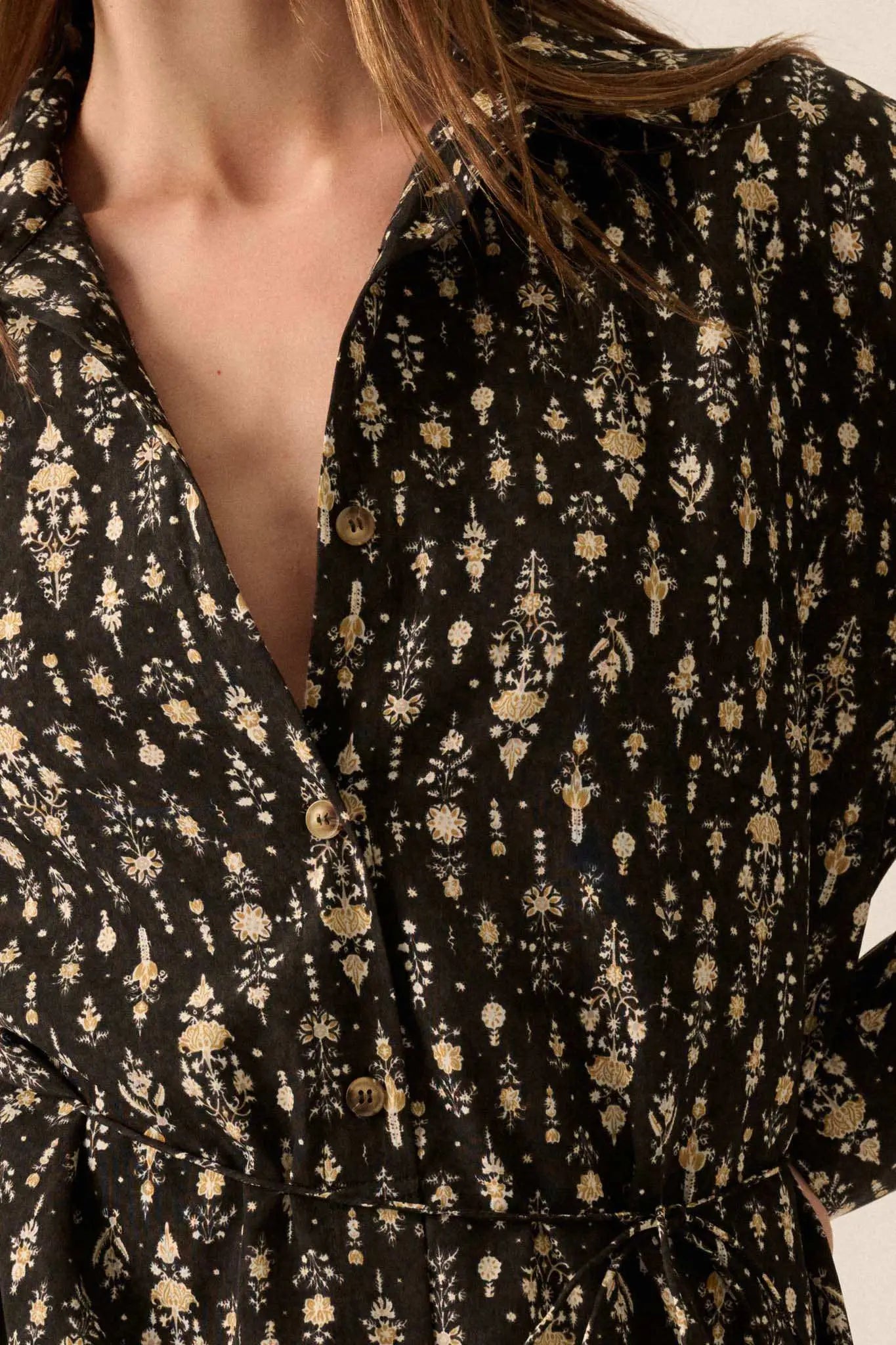 Magic Hour Ornate Floral Button-Up Shirt Romper
