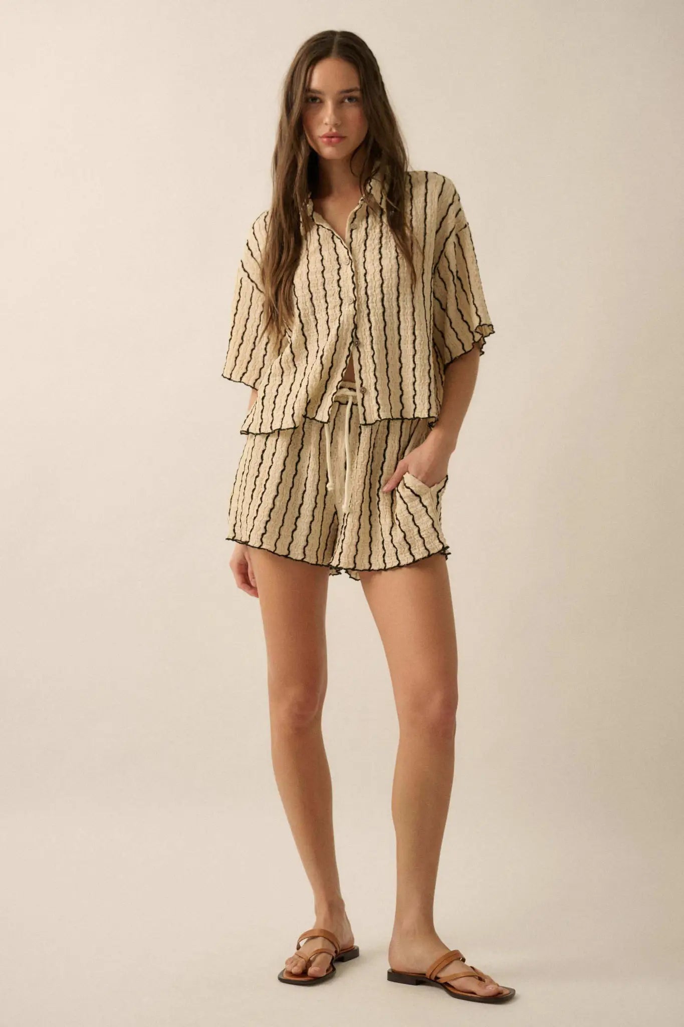 Ride the Wave Striped Knit Drawstring Shorts