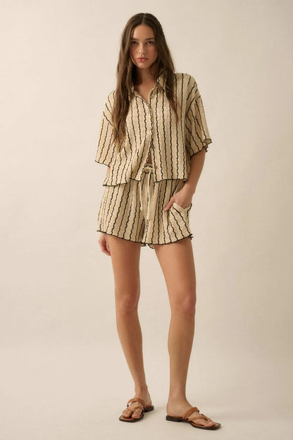 Ride the Wave Striped Knit Drawstring Shorts