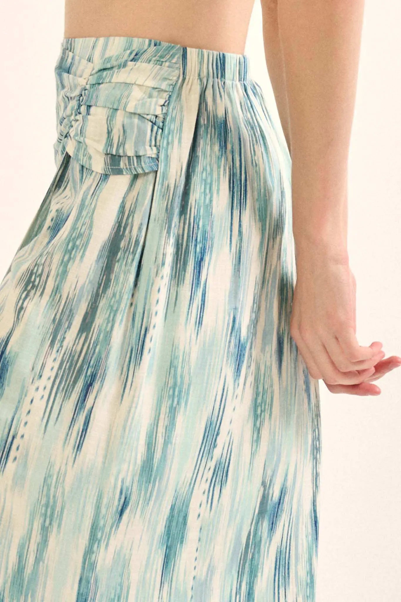 Sea of Love Abstract-Print Wrapped Maxi Skirt