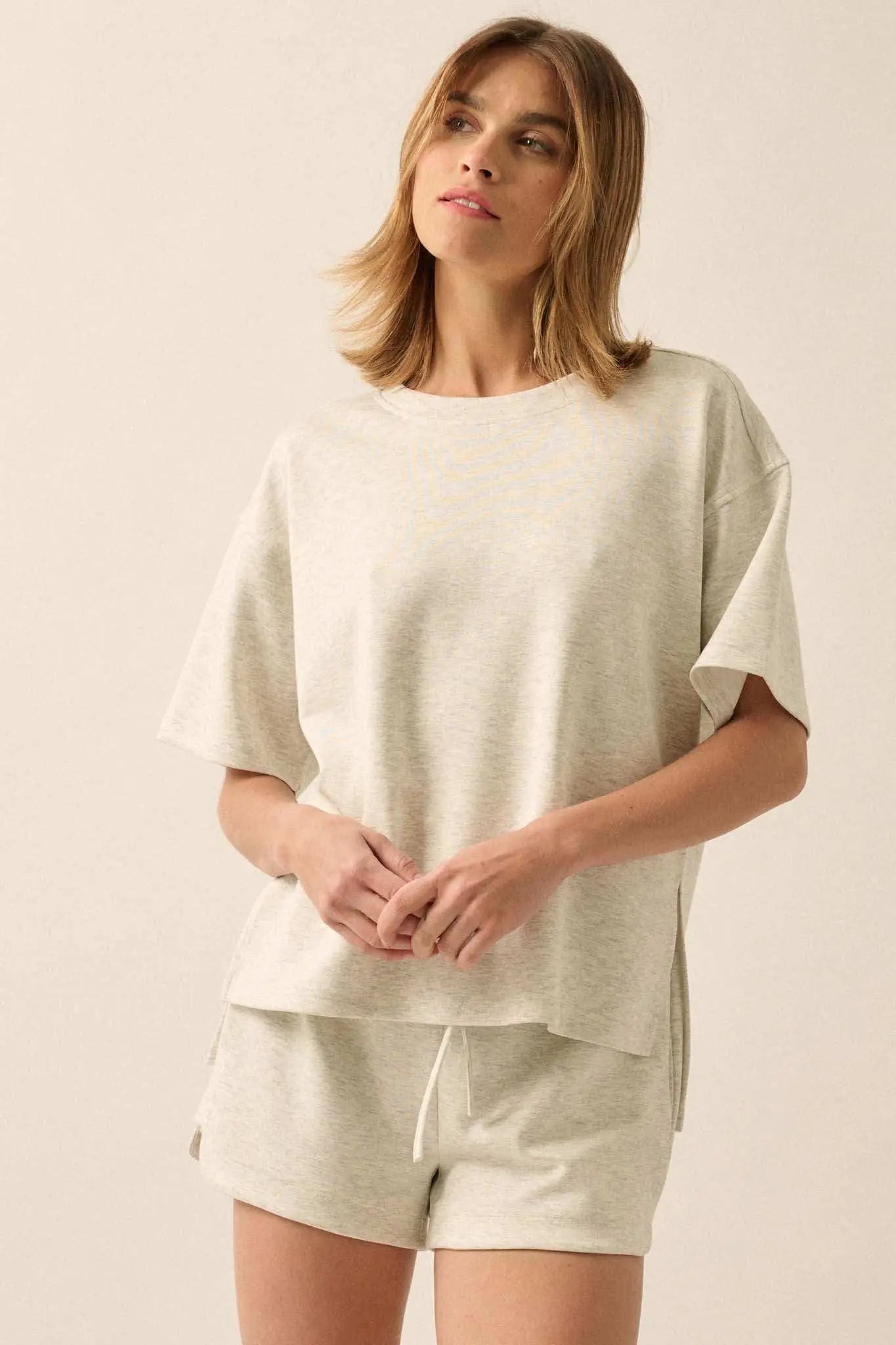 Premium Scuba Loose-Fit High-Low Boxy Tee