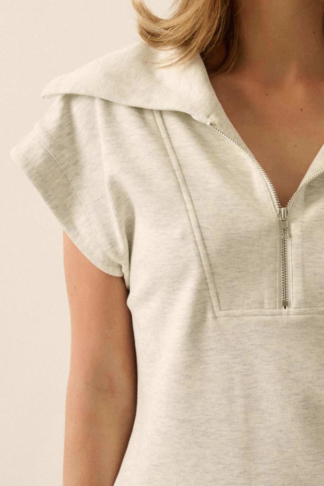 Premium Scuba Oversized Collar Half-Zip Tee