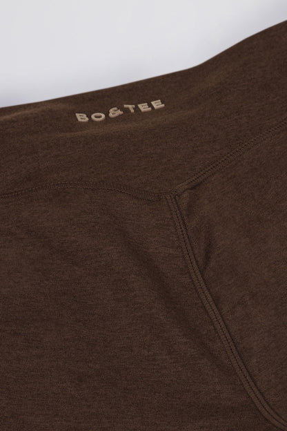 Brushed Jersey Ruched Flared Trousers in Pecan Marl